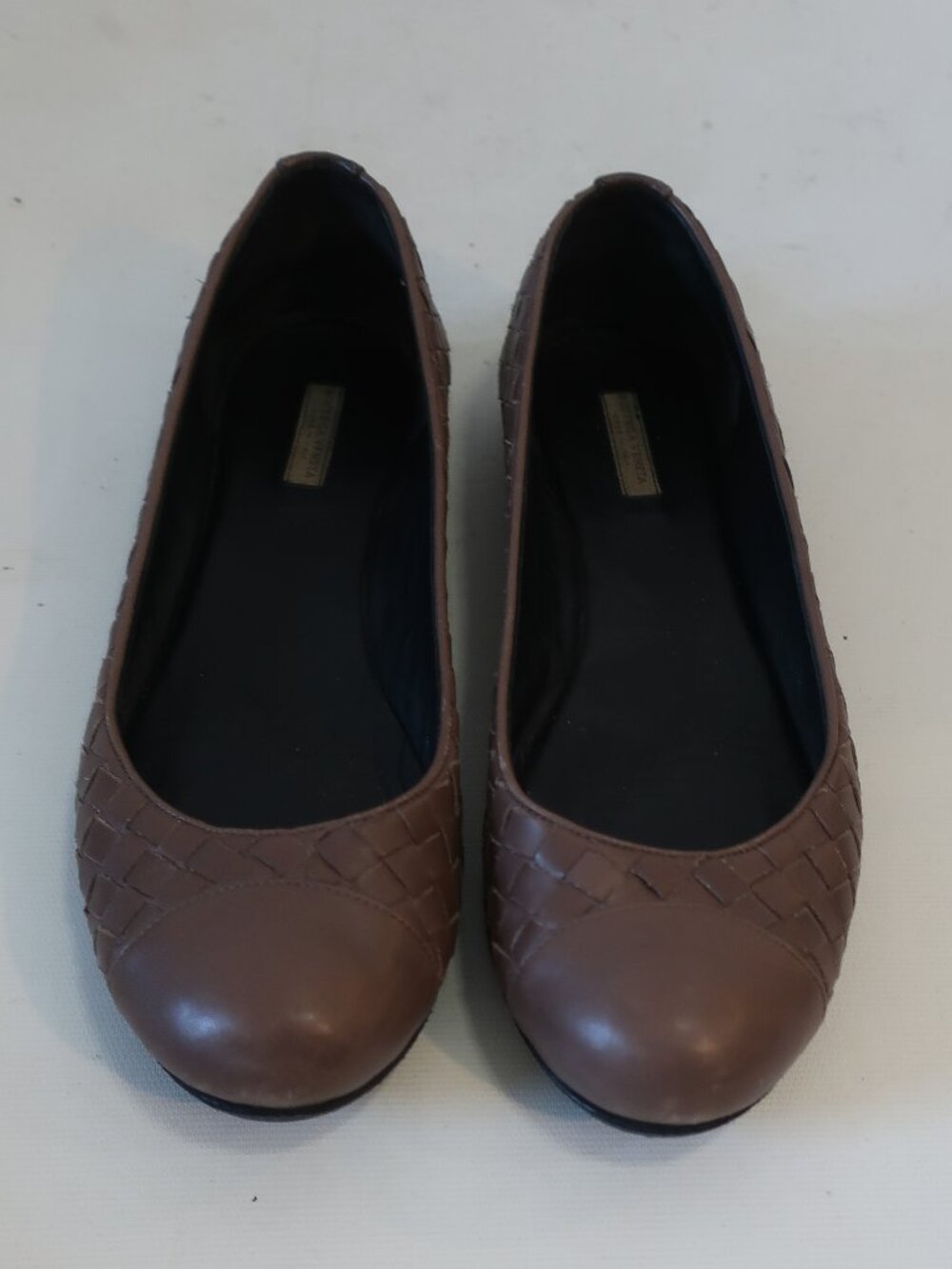 Women Bottega Veneta Intrecciato Brown Leather Woven Ballet Flat 38 EU/US 38